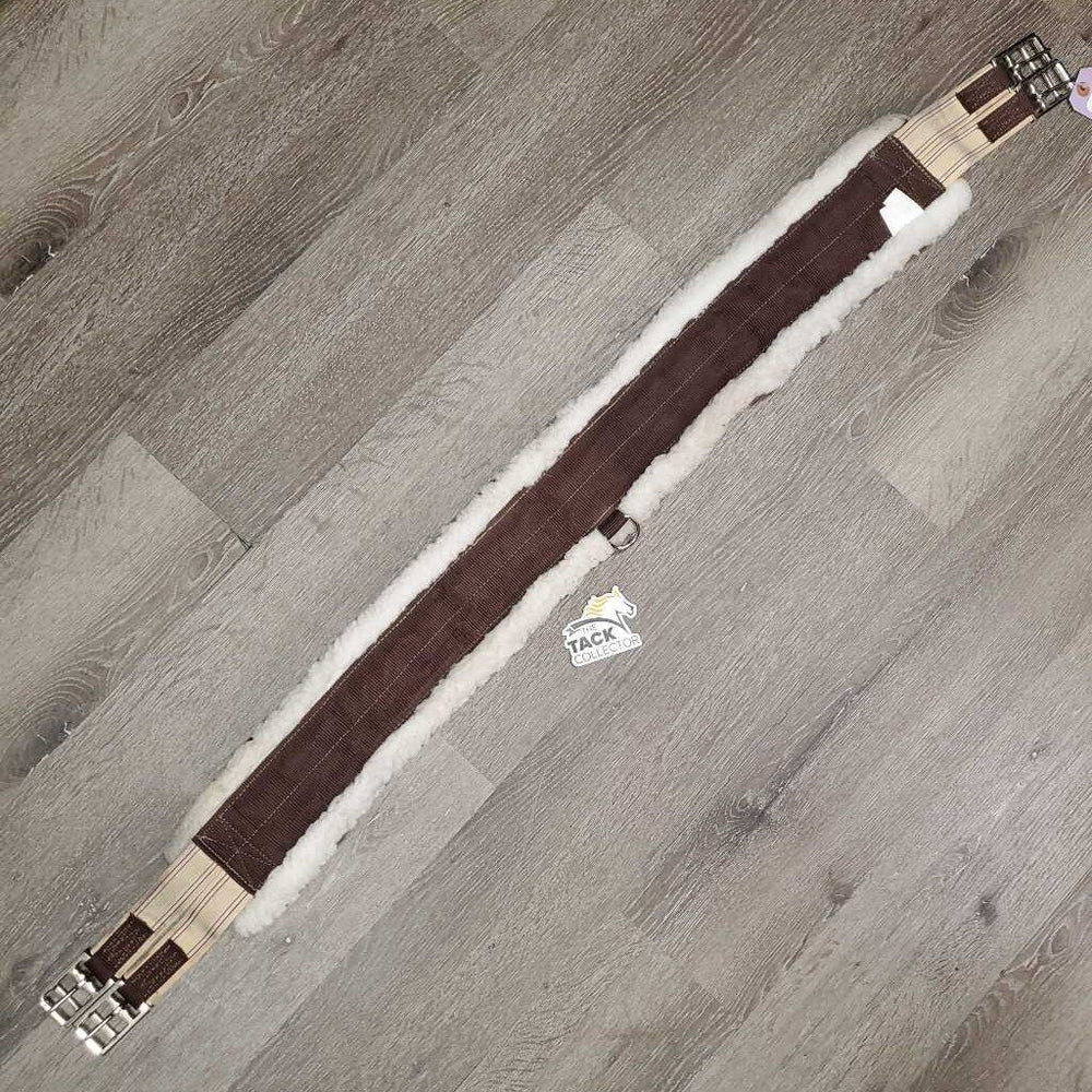 Nylon Web & Fleece Lined Girth, 2x els, D Ring *gc, dirty?stains, hairy, mnr edge rubs