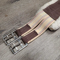 Nylon Web & Fleece Lined Girth, 2x els, D Ring *gc, dirty?stains, hairy, mnr edge rubs