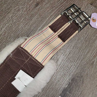 Nylon Web & Fleece Lined Girth, 2x els, D Ring *gc, dirty?stains, hairy, mnr edge rubs