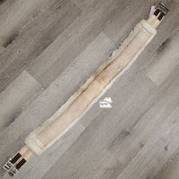 Nylon Web & Fleece Lined Girth, 2x els, D Ring *gc, dirty?stains, hairy, mnr edge rubs