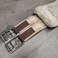 Nylon Web & Fleece Lined Girth, 2x els, D Ring *gc, dirty?stains, hairy, mnr edge rubs