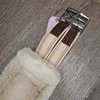 Nylon Web & Fleece Lined Girth, 2x els, D Ring *gc, dirty?stains, hairy, mnr edge rubs