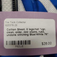 Cotton Sheet, 0 legs/tail *vgc, clean, older, mnr stains, rubs, undone stitching
