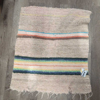 Woven Saddle Blanket *gc/fair, clean, older, frayed, shrunk?, dingy, pilly, tears
