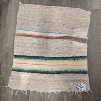 Woven Saddle Blanket *gc/fair, clean, older, frayed, shrunk?, dingy, pilly, tears
