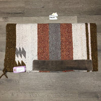 Woven Saddle Blanket, leather guards *vgc, clean, hair, snags, pills, rubs, undone stitch, faded