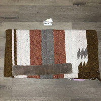 Woven Saddle Blanket, leather guards *vgc, clean, hair, snags, pills, rubs, undone stitch, faded
