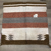 Woven Saddle Blanket, leather guards *vgc, clean, hair, snags, pills, rubs, undone stitch, faded
