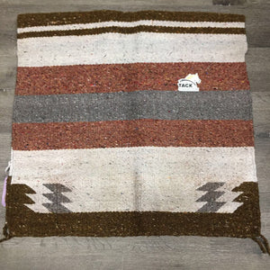 Woven Saddle Blanket, leather guards *vgc, clean, hair, snags, pills, rubs, undone stitch, faded