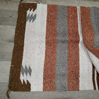 Woven Saddle Blanket, leather guards *vgc, clean, hair, snags, pills, rubs, undone stitch, faded
