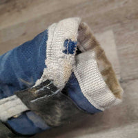 Front & Hind Shipping Boots *fair, older, mnr dirt?, faded, stains, holey edges, torn velcro, edge rubs/frays, unstitched seams
