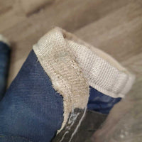 Front & Hind Shipping Boots *fair, older, mnr dirt?, faded, stains, holey edges, torn velcro, edge rubs/frays, unstitched seams