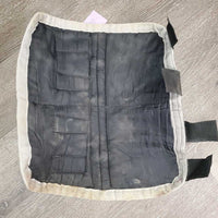 Front & Hind Shipping Boots *fair, older, mnr dirt?, faded, stains, holey edges, torn velcro, edge rubs/frays, unstitched seams