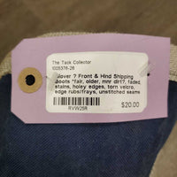 Front & Hind Shipping Boots *fair, older, mnr dirt?, faded, stains, holey edges, torn velcro, edge rubs/frays, unstitched seams