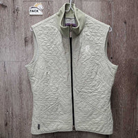 Quilt Vest, Fleece Lining, Zipper, High Collar *gc, older, pilly, puckered, rubs
