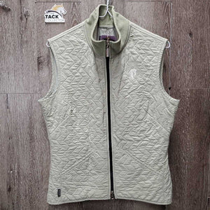 Quilt Vest, Fleece Lining, Zipper, High Collar *gc, older, pilly, puckered, rubs
