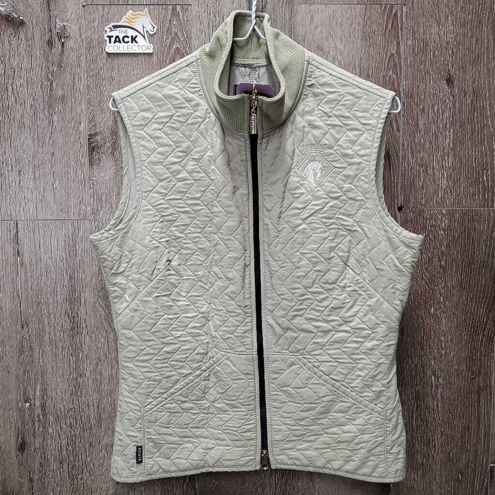 Quilt Vest, Fleece Lining, Zipper, High Collar *gc, older, pilly, puckered, rubs