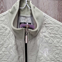 Quilt Vest, Fleece Lining, Zipper, High Collar *gc, older, pilly, puckered, rubs
