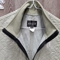 Quilt Vest, Fleece Lining, Zipper, High Collar *gc, older, pilly, puckered, rubs
