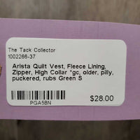 Quilt Vest, Fleece Lining, Zipper, High Collar *gc, older, pilly, puckered, rubs
