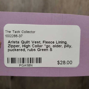 Quilt Vest, Fleece Lining, Zipper, High Collar *gc, older, pilly, puckered, rubs