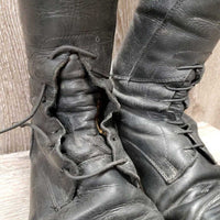 Pr Field Boots, Zips *gc/fair, clean, faded, older, v.scuffed toes, missing laces, lining: holes & stains, No Insoles, v.rubbed heels
