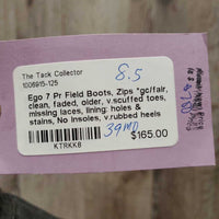 Pr Field Boots, Zips *gc/fair, clean, faded, older, v.scuffed toes, missing laces, lining: holes & stains, No Insoles, v.rubbed heels
