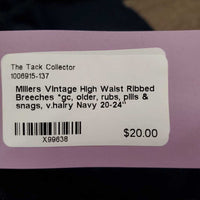 Vintage High Waist Ribbed Breeches *gc, older, rubs, pills & snags, v.hairy
