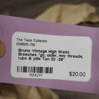 Vintage High Waist Breeches *gc, older, mnr threads, rubs & pills
