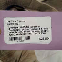 JUNIORS Euroseat Breeches *gc/fair, v.rubbed & pilly seat & legs, seam puckers, snags, runs, stretched seat