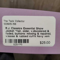 Show Jacket *fair, older, v.discolored & faded, buttons: missing & repaired, v.loose & rubbed cuffs
