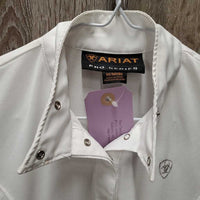 JUNIORS SS Show Shirt, 1/4 Snap Up, snap collar *gc, mnr stains & snags
