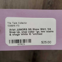 JUNIORS SS Show Shirt, 1/4 Snap Up, snap collar *gc, mnr stains & snags
