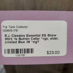 SS Show Shirt, 1x Button Collar *vgc, older, crinkled