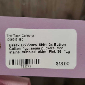 LS Show Shirt, 2x Button Collars *gc, seam puckers, mnr stains, bubbled, older