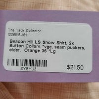 LS Show Shirt, 2x Button Collars *vgc, seam puckers, older
