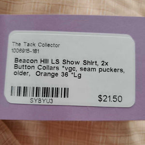 LS Show Shirt, 2x Button Collars *vgc, seam puckers, older