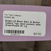 LS Show Shirt, 2x Button Collars *vgc, seam puckers, older
