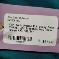 Unlined Full Sticky Seat Riding Tight Breeches, bag *new