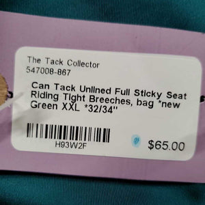 Unlined Full Sticky Seat Riding Tight Breeches, bag *new