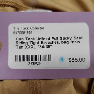 Unlined Full Sticky Seat Riding Tight Breeches, bag *new