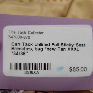 Unlined Full Sticky Seat Breeches, bag *new