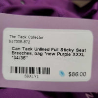 Unlined Full Sticky Seat Breeches, bag *new
