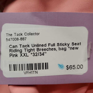 Unlined Full Sticky Seat Riding Tight Breeches, bag *new