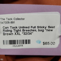 Unlined Full Sticky Seat Riding Tight Breeches, bag *new
