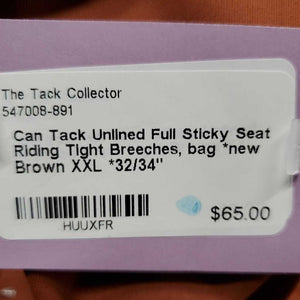 Unlined Full Sticky Seat Riding Tight Breeches, bag *new