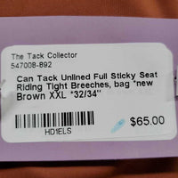 Unlined Full Sticky Seat Riding Tight Breeches, bag *new
