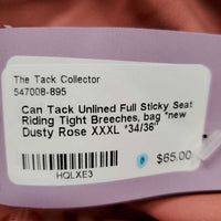 Unlined Full Sticky Seat Riding Tight Breeches, bag *new
