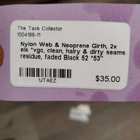 Nylon Web & Neoprene Girth, 2x els *vgc, clean, hairy & dirty seams, residue, faded