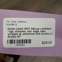 Nylon Lined Stiff Stirrup Leathers *vgc, creases, mnr edge rubs, scrapes & stretched hole backs
